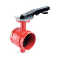 Butterfly valve with lever handle grooved end
